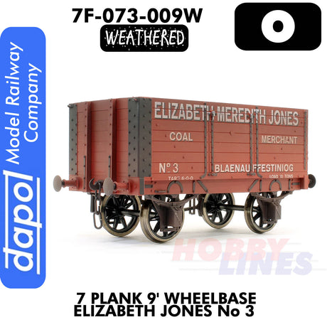 7 Plank 9'  Wagon Three Door Elizabeth Jones No3 - Weathered | Dapol | 7F-073-009W