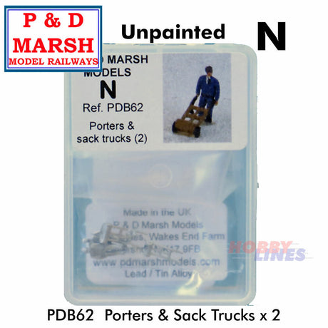 Porters and Sack Trucks x 2 - Unpainted | P&D Marsh | B62