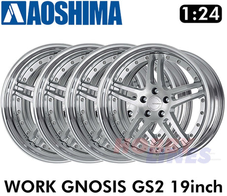 WORK GNOSIS GS2 19inch 1:24 WHEELS & TYRES Set of 4 AOSHIMA Tuned Parts 05244