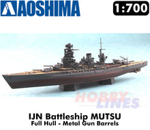 Load image into Gallery viewer, IJN Battleship MUTSU 1942 Full Hull METAL GUN BARRELS 1:700 kit AOSHIMA 05980
