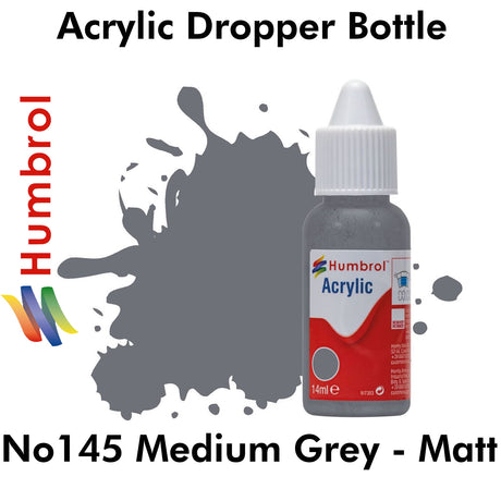 Acrylic Dropper - No 145 Medium Grey -Matt | Humbrol | DB0145