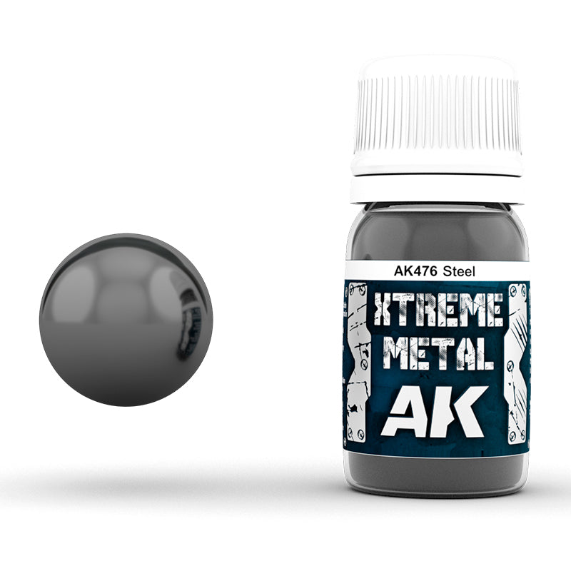 Xtreme Metal - Steel - Acrylic Paint 30ml | Ak interactive | AK476