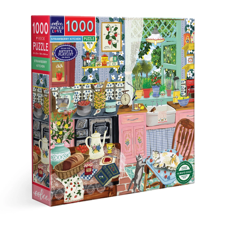 *HEAVILY DAMAGED BOX* - Strawberry Kitchen - 1000pc Puzzle | eeBoo | PZT966