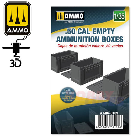 .50 Cal Empty Ammunition Boxes - 1:35 3D printed | Ammo by Mig Jimenez |  MIG8109