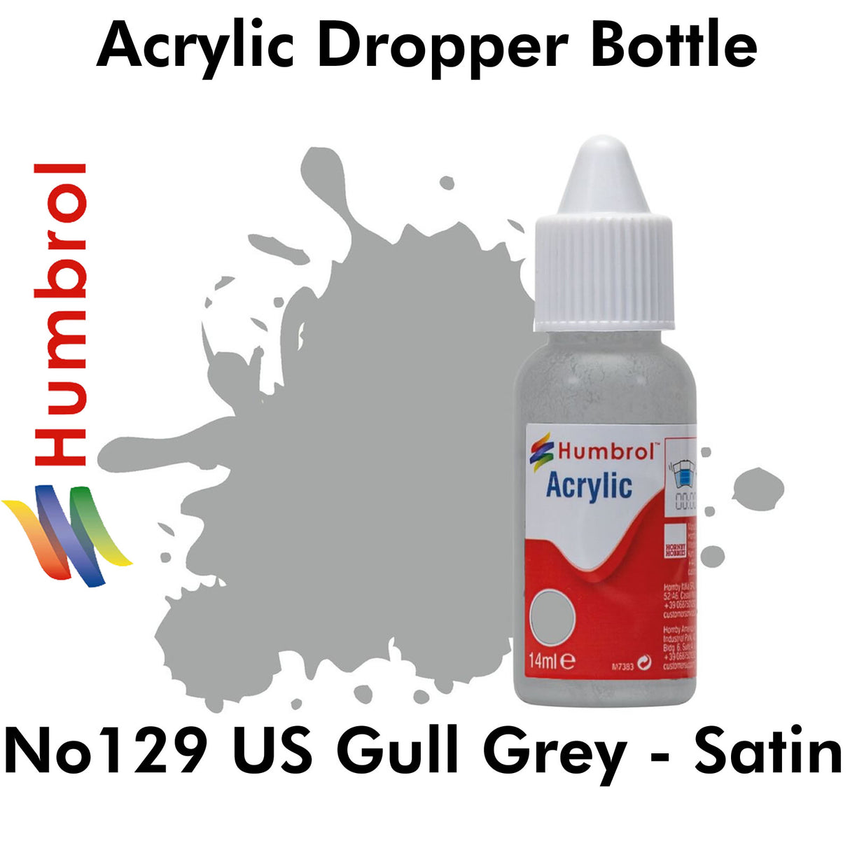 Acrylic Dropper - No.129 US Gull Grey - Satin | Humbrol | DB0129