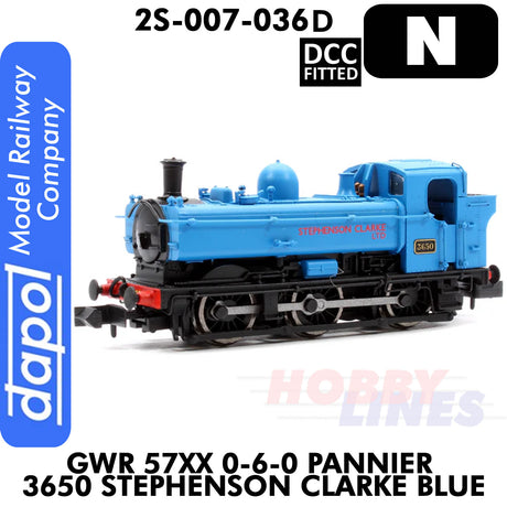 Great Western Railway - 57XX 0-6-0 Pannier 3650 Stephenson Clarke - Blue - DCC Fitted | Dapol | 2S-007-036D