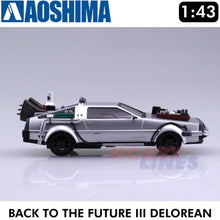 Load image into Gallery viewer, AOSHIMA 1/43 Back to the Future Part 3 Delorean Pull Back &amp; Go Railroad 05477
