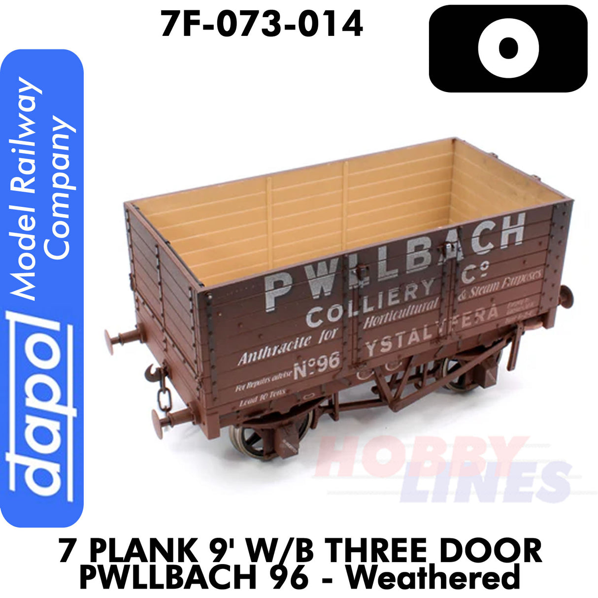 7 Plank Wagon 9'  W/B Three Door Pwllbach 96 - Weathered |  Dapol |7F-073-014