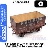 7 Plank Wagon 9'  W/B Three Door Pwllbach 96 - Weathered |  Dapol |7F-073-014