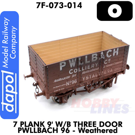 7 Plank Wagon 9'  W/B Three Door Pwllbach 96 - Weathered |  Dapol |7F-073-014