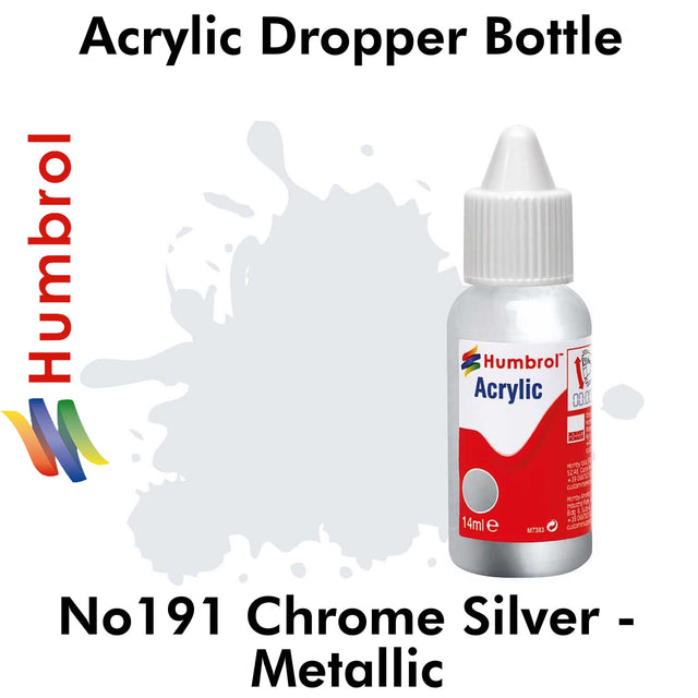 Acrylic Dropper - No 191 Chrome Silver - Metallic | Humbrol | DB0191
