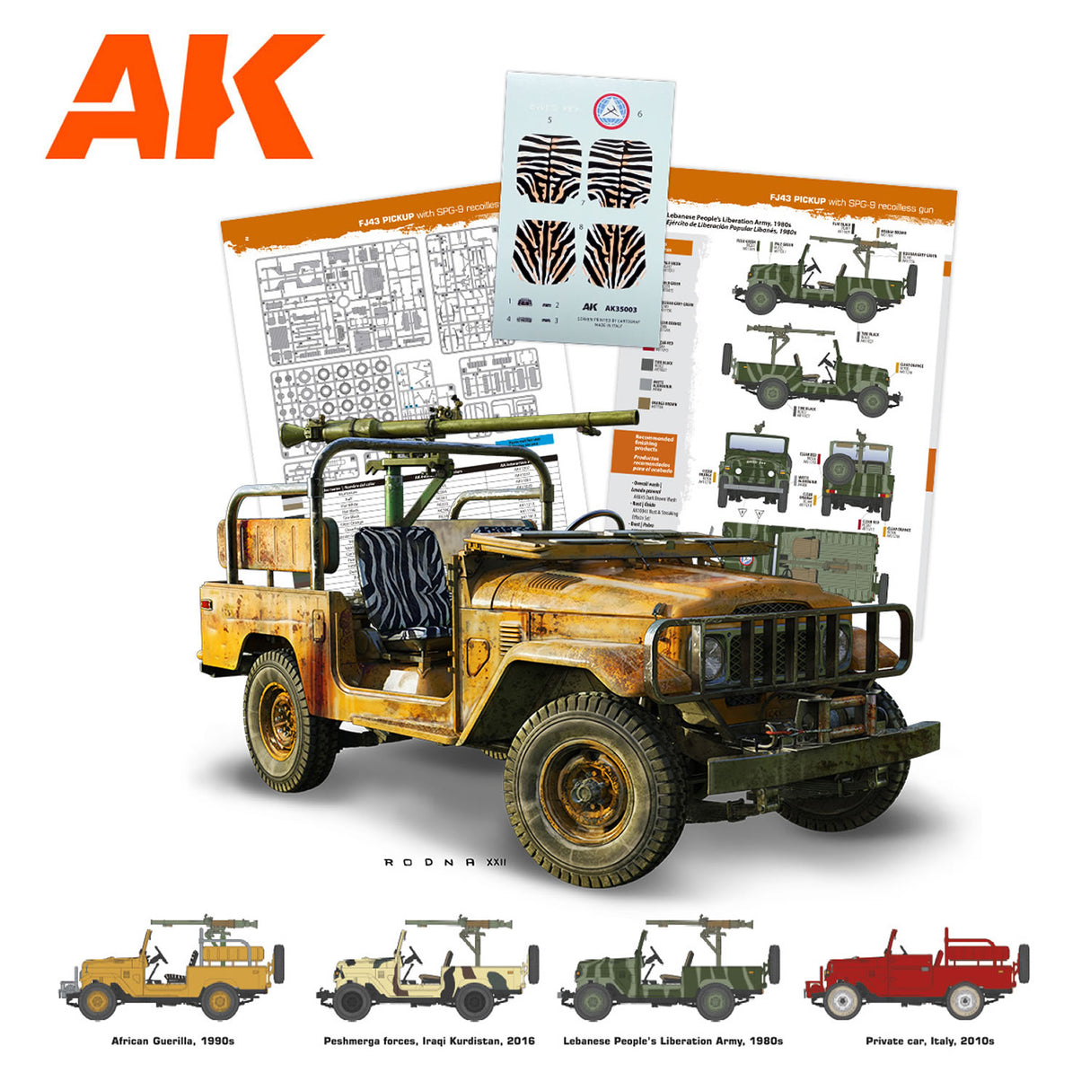 FJ43 Pickup with SPG-9.  Recoilless Gun - Model Kit | AK interactive | AK35003
