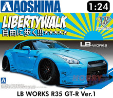 Load image into Gallery viewer, R35 NISSAN GT-R Ver 1 LB Works LibertyWalk SKYLINE 1:24 Scale AOSHIMA 05402
