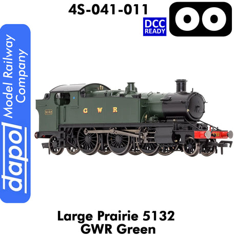 LARGE PRAIRIE 5132 GWR Green DCC Ready Steam Locomotive | Dapol | 4S-041-011