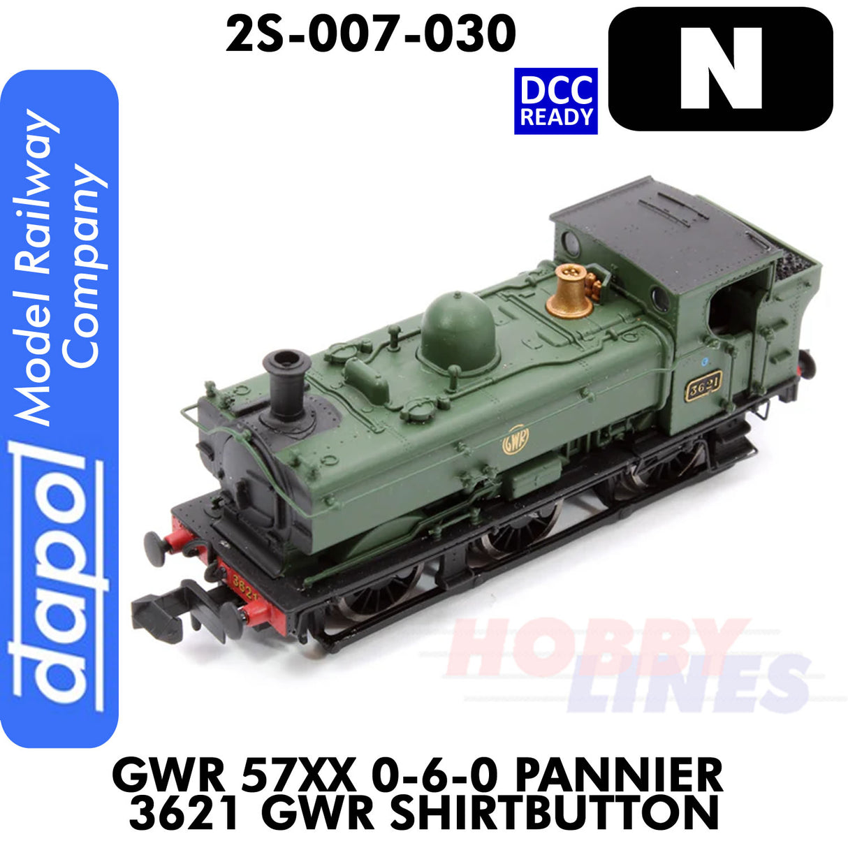 Great Western Railway - 57 XX 0-6-0 Pannier 3621 Shirtbutton -DCC Ready | Dapol | 2S-007-030