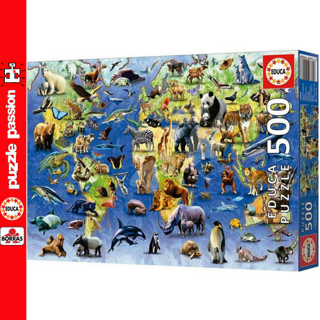 Educa ONE HUNDRED ENDANGERED SPECIES 500pc Super Deluxe Jigsaw Puzzle 19908