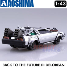 Load image into Gallery viewer, AOSHIMA 1/43 Back to the Future Part 3 Delorean Pull Back &amp; Go Railroad 05477
