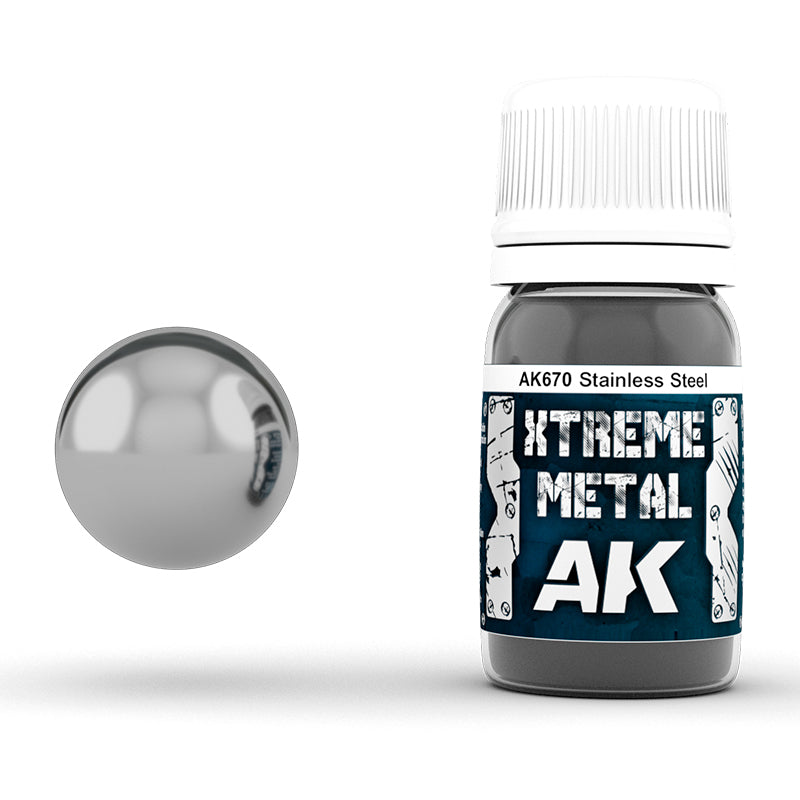 Xtreme Metal - Stainless Steel - Acrylic Paint 30ml | Ak interactive | AK670