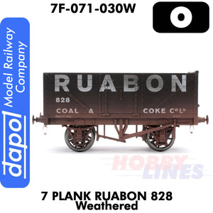 7 Plank Wagon RUABON 828 Weathered 1:43 O gauge Dapol 7F-071-030W