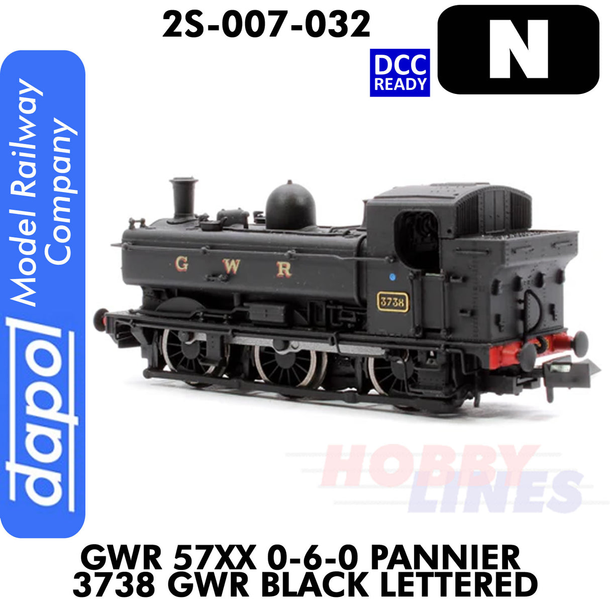 Great Western Railway - Pannier 3738  Black lettered - DCC Ready | Dapol | 2S-007-032