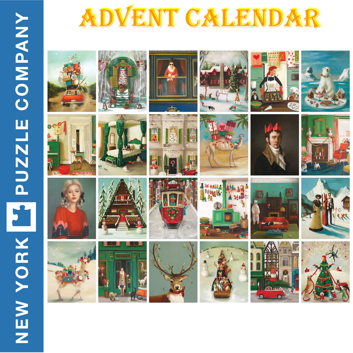 Janet Hill ADVENT CALENDAR New York Puzzle Company 24 Mini Puzzles Jigsaw NPZJH2240