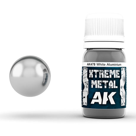 Xtreme Metal - White Aluminium - Acrylic Paint 30ml | Ak interactive | AK478