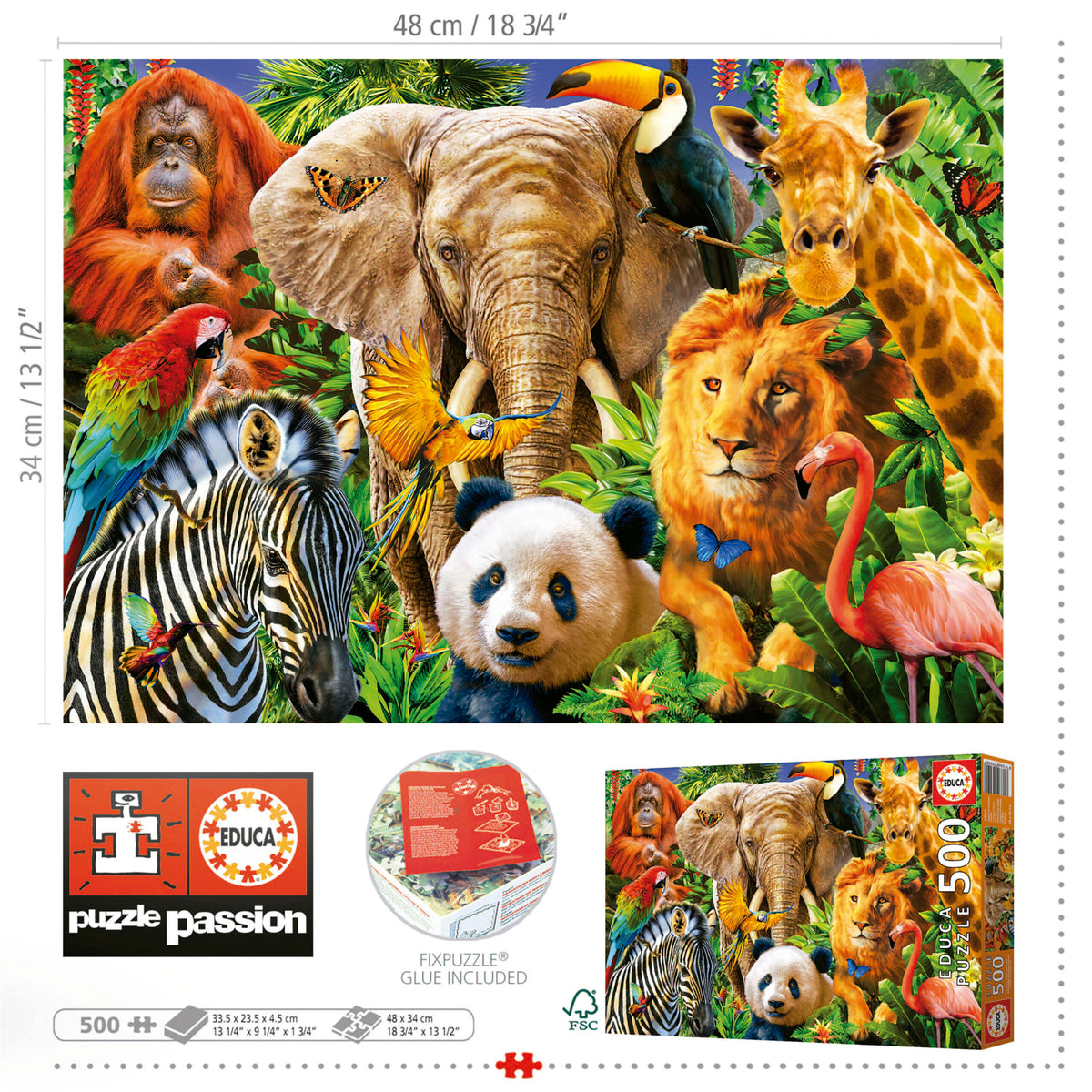 Wild Animal Collage 500 Piece Jigsaw Puzzle | Educa | 19550