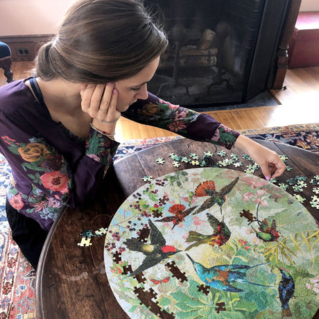 Hummingbirds 500 pc Round Puzzle | eeBoo |  PZFHMB