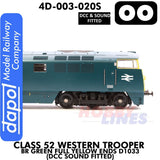 Class 52 Western Trooper - BR Green Full Yellow Ends D1033 - DCC & Sound Fitted | Dapol | 4D-003-020S