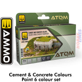 ATOM Cement & Concrete Colours - 6 x 20ml Acrylic Paint | Ammo by Mig Jimenez | ATOM20850