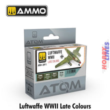 Load image into Gallery viewer, ATOM Luftwaffe WWII Late Colours 4 20ml Acrylic bottles Ammo Mig Jimenez ATOM20911
