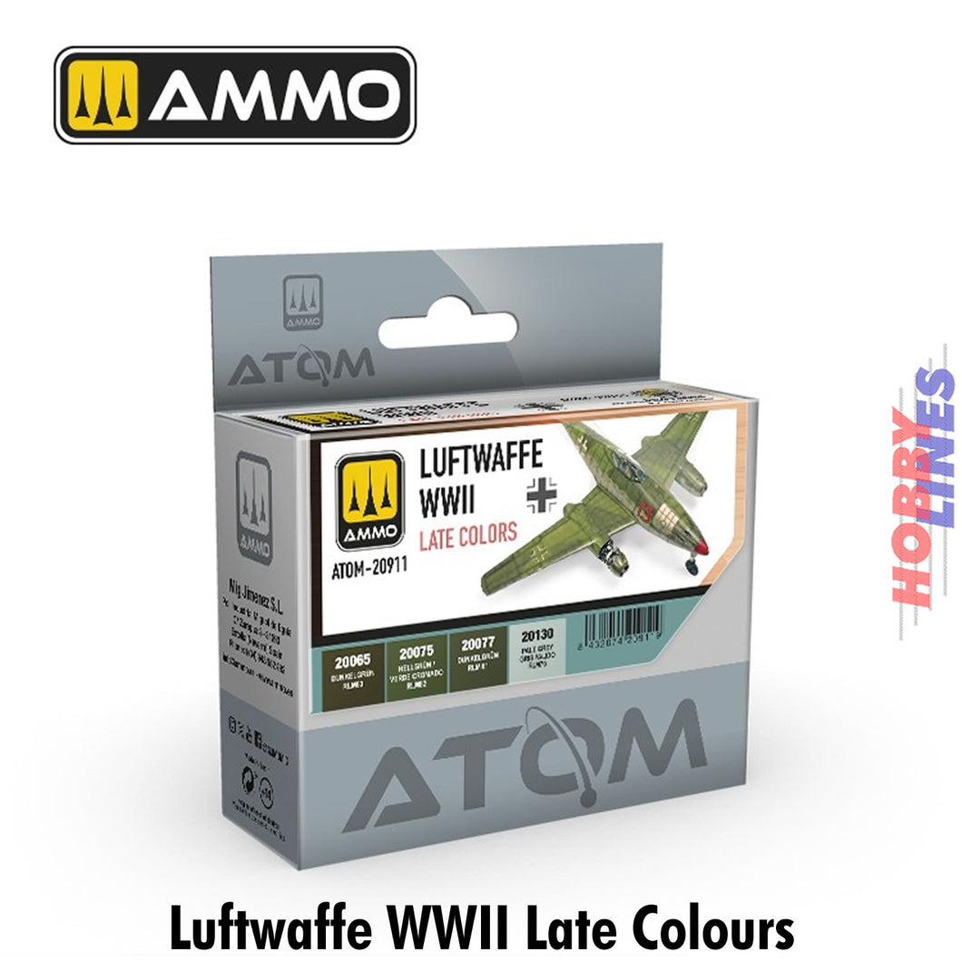 ATOM Luftwaffe WWII Late Colours 4 20ml Acrylic bottles Ammo Mig Jimenez ATOM20911