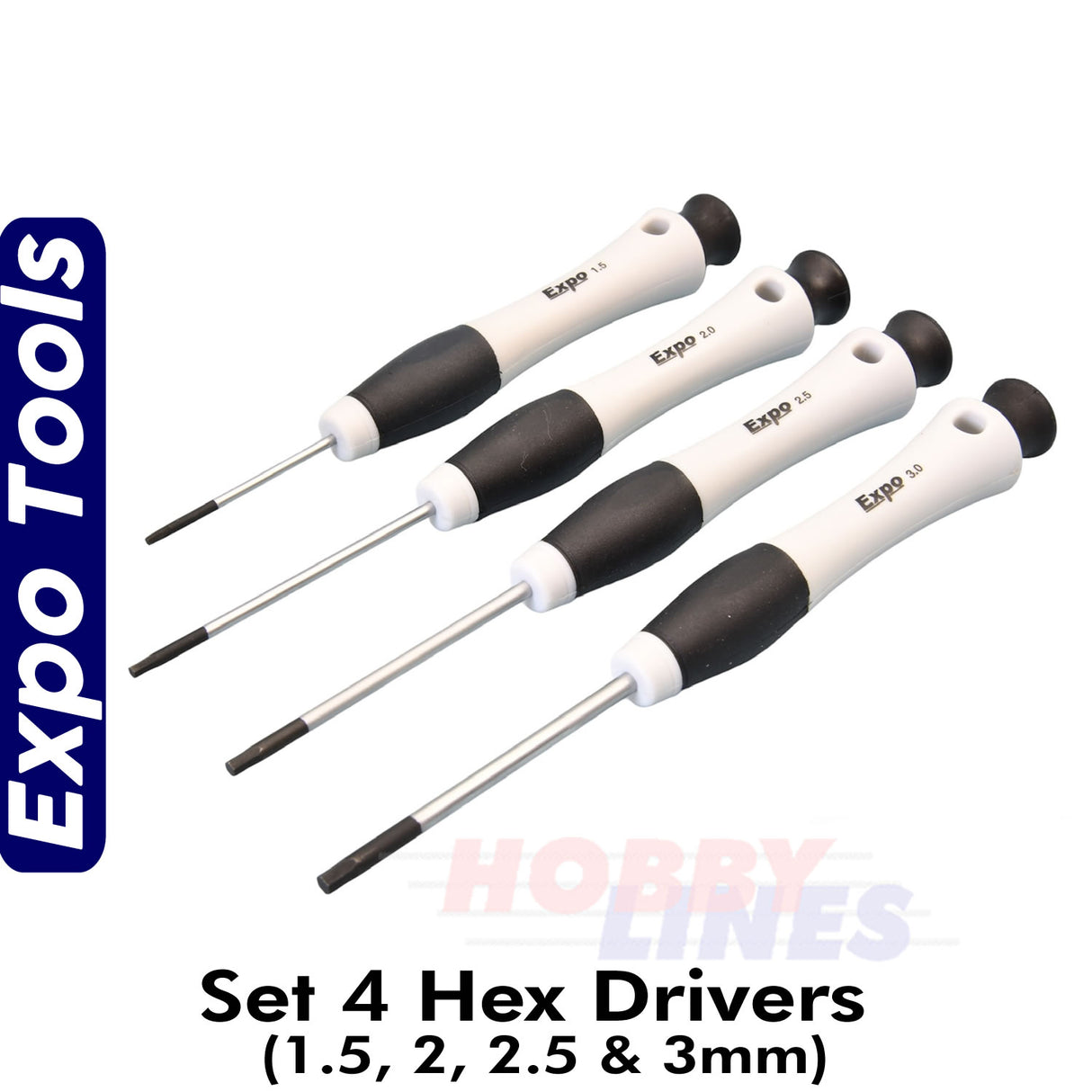 Set 4 Hex Drivers - 1.5, 2, 2.5 & 3mm | Expo Tools | 78110