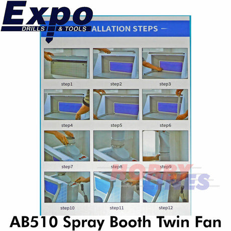 Airbrush SPRAY BOOTH High Power Large Portable w. Built in LED Light Expo AB510
