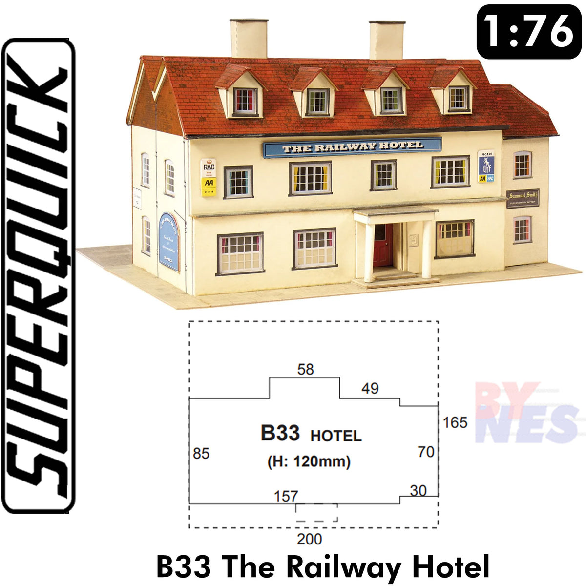 RAILWAY HOTEL 1:72 Scale OO HO Gauge Railways Building Series B B33 SuperQuick