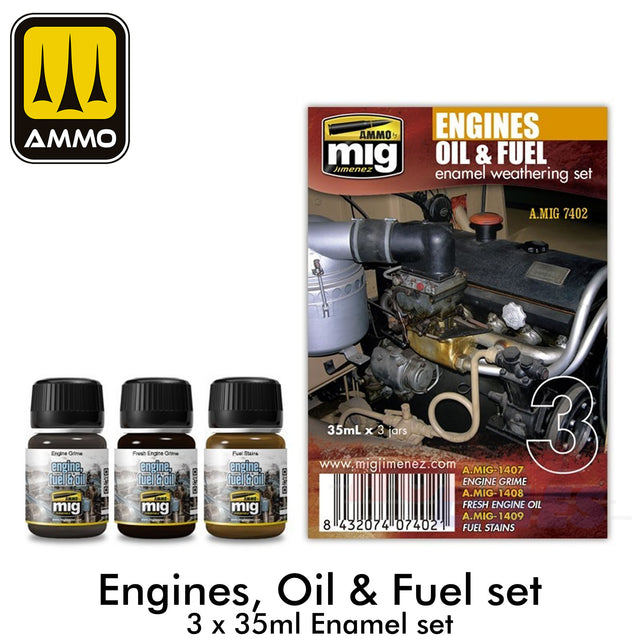 ENGINES OIL & FUEL ENAMEL WEATHERING SET