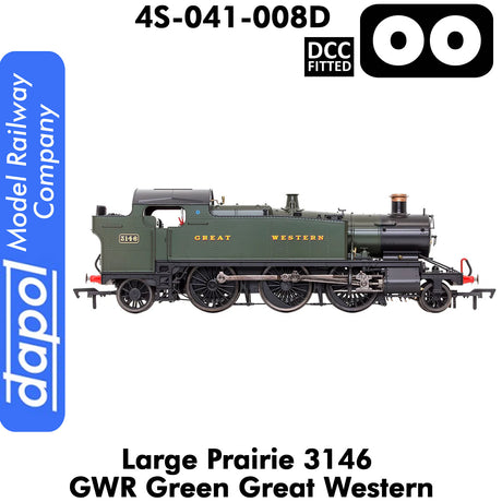 LARGE PRAIRIE 3146 GWR DCC Fitted Steam Locomotive | Dapol | 4S-041-008D