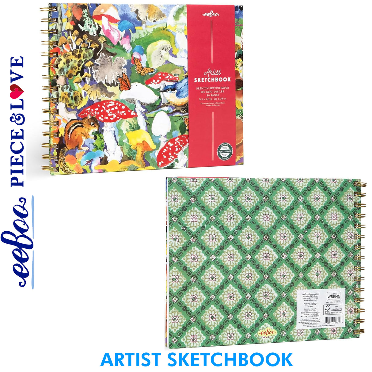 Mushroom Hardcover Artist Sketchbook - 80pg | eeBoo | SKL334