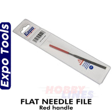 Load image into Gallery viewer, NEEDLE FILE HAND Flat with Red Plastic Handle Expo Tools 72527
