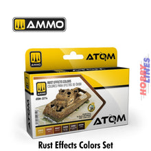 Load image into Gallery viewer, ATOM Rust Effects Colors Set 6 20ml Acrylic bottles Ammo by Mig Jimenez ATOM20714
