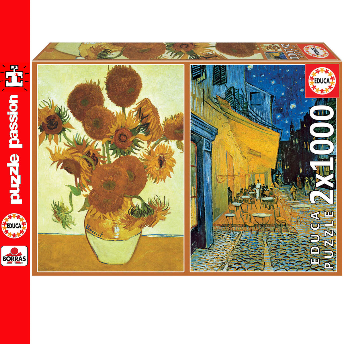 Los Girasoles & Terrazza De Cafe Van Gogh 2 x 1000 Piece Jigsaw Puzzles | Educa | 18491