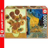 Los Girasoles & Terrazza De Cafe Van Gogh 2 x 1000 Piece Jigsaw Puzzles | Educa | 18491
