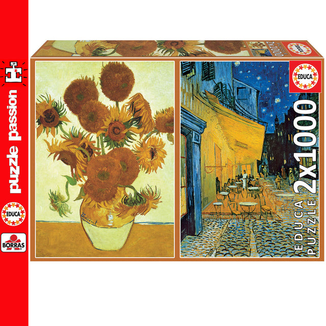 Los Girasoles & Terrazza De Cafe Van Gogh 2 x 1000 Piece Jigsaw Puzzles | Educa | 18491