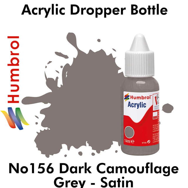 Acrylic Dropper - No 156 Dark Camouflage Grey - Satin | Humbrol | DB0156
