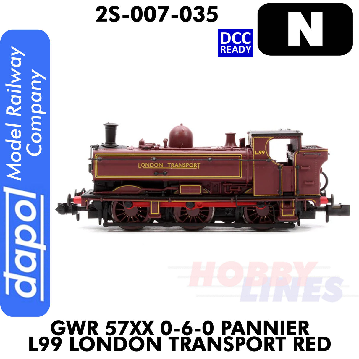 London Transport  - Pannier L99 - Red - DCC Ready | Dapol | 2S-007-035