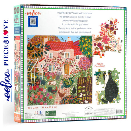 eeBoo ENGLISH COTTAGE 1000 pc Square Jigsaw Puzzle Super Deluxe PZTCGE