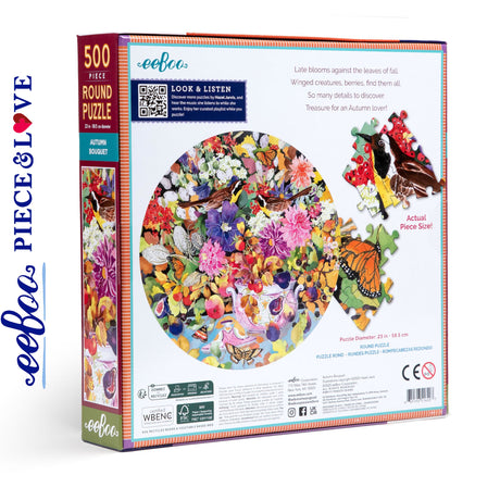 Autumn Bouquet 500 pc Round Puzzle | eeBoo |  PZF111