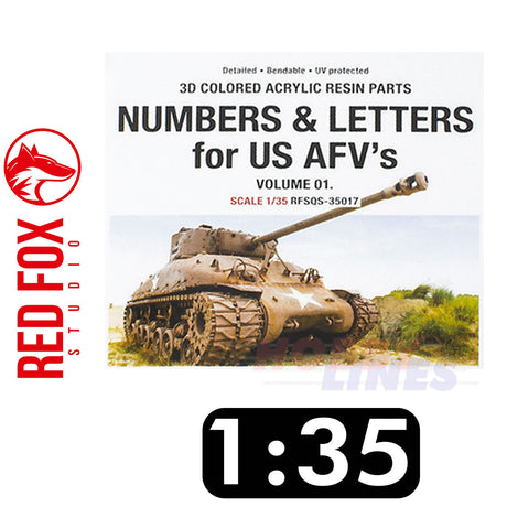 Numbers Letters US AFV’s vol.01 1:35 3D Acrylic decals Colored Resin RFSQS-35017