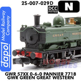 Great Western Railway - 57XX 0-6-0 Pannier 7718 Green Great Western - DCC Fitted | Dapol | 2S-007-029D