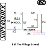 VILLAGE SCHOOL 1:72 Scale OO HO Gauge Railways Building Series B B31 SuperQuick